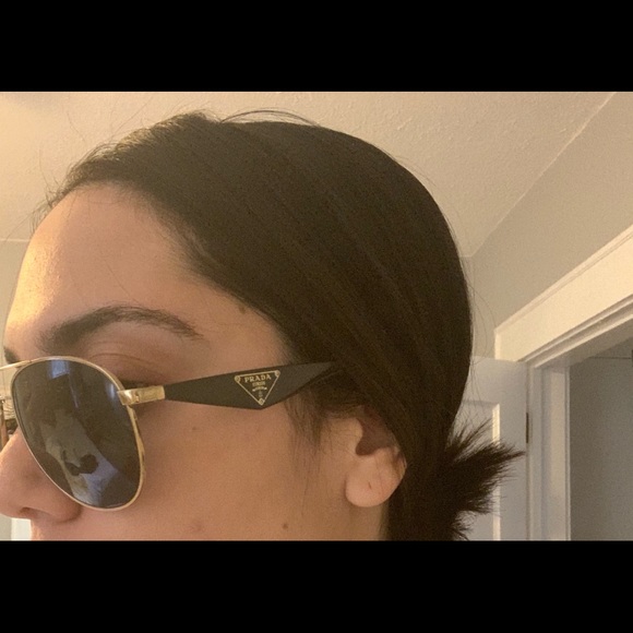PRADA 53qs Triangle Gold and Black Sunglasses - Picture 6 of 6